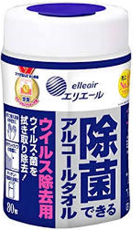 大王製紙　エリエール　除菌できるアルコールタオル　ウィルス除去用　本体　80枚　12本入り　まとめ買い　送料無料