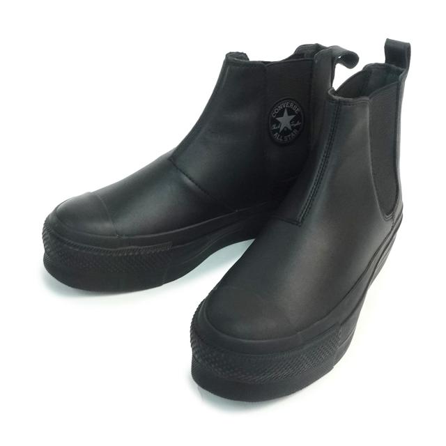 コンバース CONVERSE ブーツ スニーカー 厚底  レザー オールスター (R) リフテッド サイドゴア ハイ ブラックモノクローム 黒 ALL STAR
