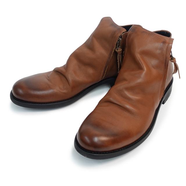 アルジス ARGIS メンズ ブーツ シューズ 62206 ダークブラウン 茶 日本製 タンクソール ダブルジップブーツ 本革