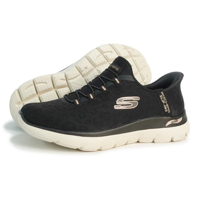SKECHERS スケッチャーズ スニーカー レディース スリップインズ アーチフィット サミッツ ラックス レオパード 150750W BKGD ブラック/ゴールド