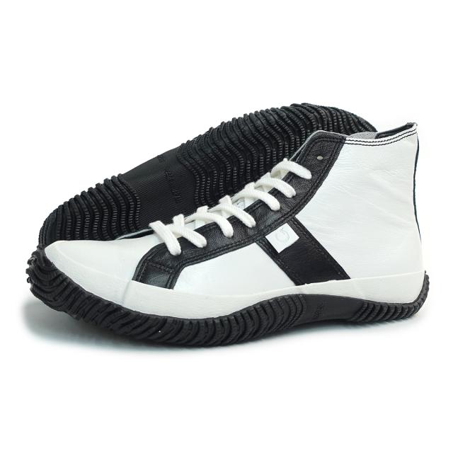 スピングル SPINGLE スニーカー メンズ レディース ハイカット SP-443 Shiro/Kuro スピングルムーブ カンガルーレザー 日本製 シロ/クロの通販は