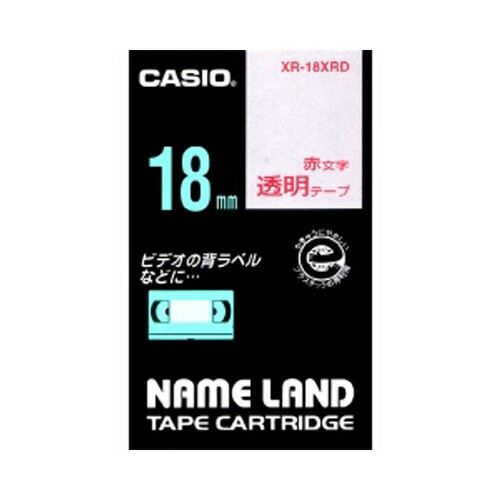 カシオ ネームランドテープ18ｍｍ 透明／赤文字 XR-18XRD