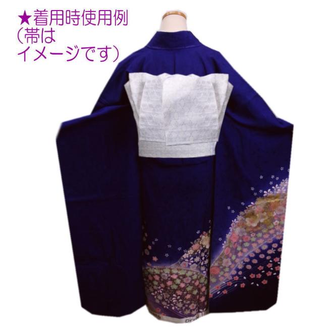 訳有り 難あり】 振袖 正絹 お買上 お仕立上がり 単品 濃青色地金彩