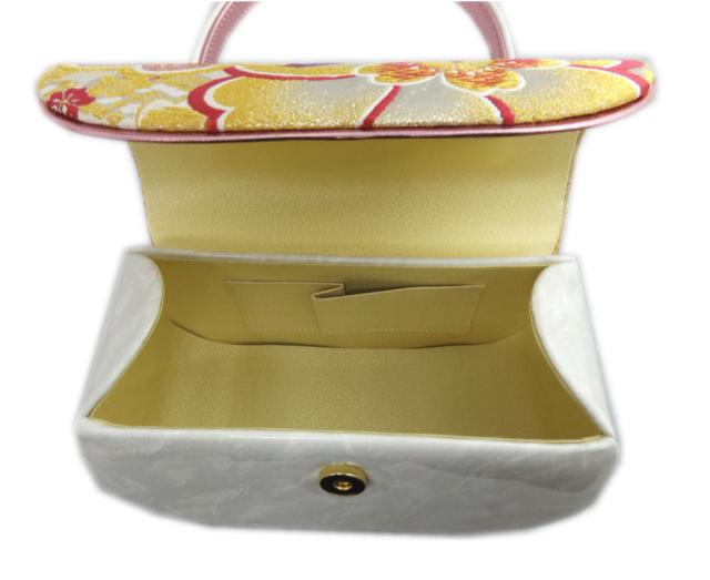 草履バッグセット 帯地 大きいサイズ ＬＬ 25.5cm 日本製 オフホワイトマーブル台銀地金糸桜古典花 振袖 成人式 卒業式 袴 着物 訪問着 振袖用 2Ｌ