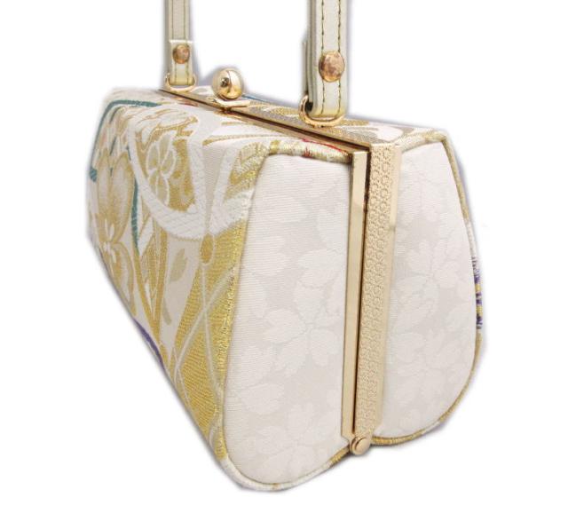 草履バッグセット 西陣織 正絹 帯地 金糸入り薄金色地大輪桜紋様 フリー 24.5ｃｍ 日本製 振袖 成人式 卒業式 袴 訪問着 着物 振袖用