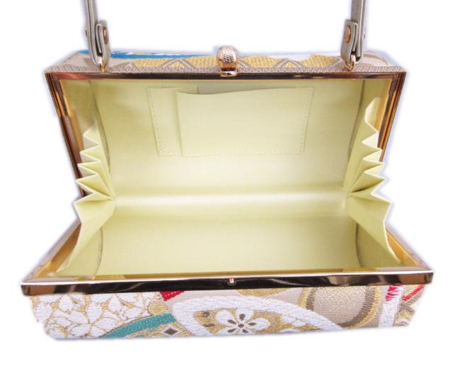 草履バッグセット 西陣織 正絹 帯地 金糸入り薄金色地大輪桜紋様