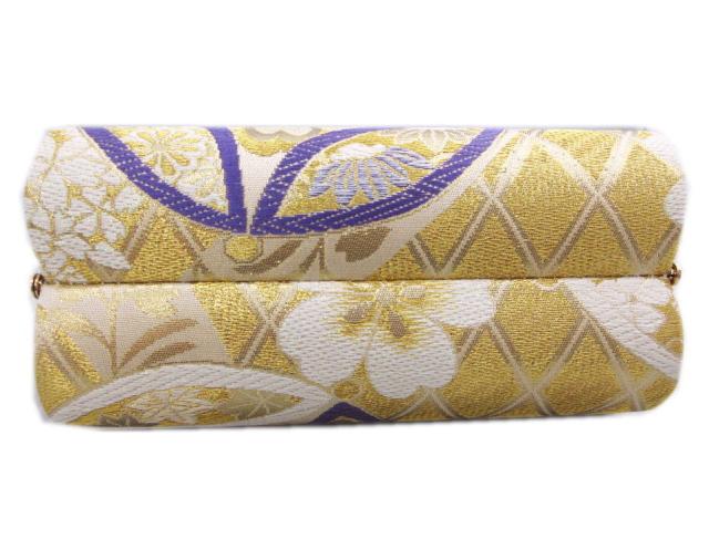 草履バッグセット 西陣織 正絹 帯地 金糸入り薄金色地大輪桜紋様