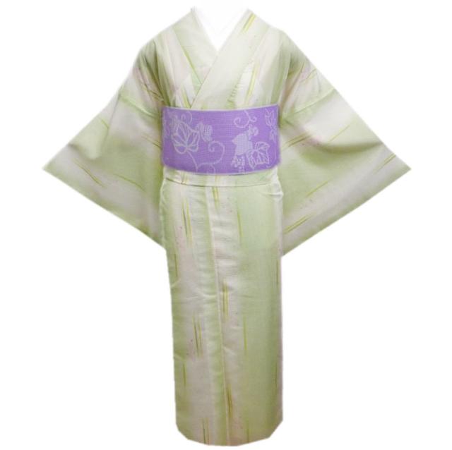 着物 洗える 絽 夏用 と 紗 半巾帯 細帯 2点セット 薄緑ぼかし若松 Ｍ Ｌ 女性用 夏物 半幅帯の通販は 8,075円