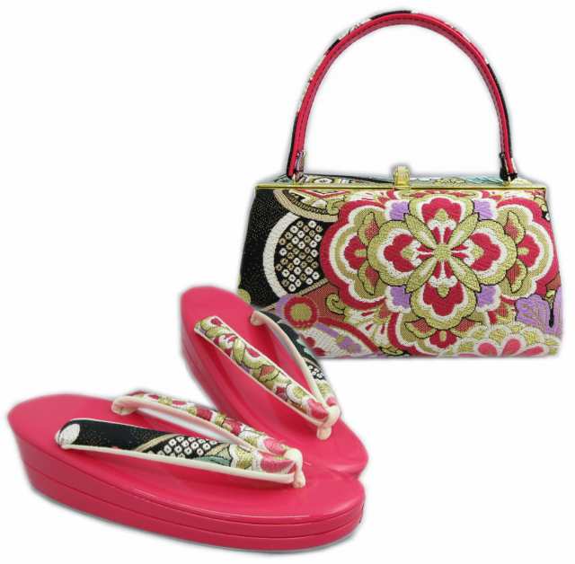 草履バッグセット 帯地 金糸入り黒色地正倉院文様華紋 フリー 日本製 振袖 成人式 卒業式 袴 訪問着 着物の通販は