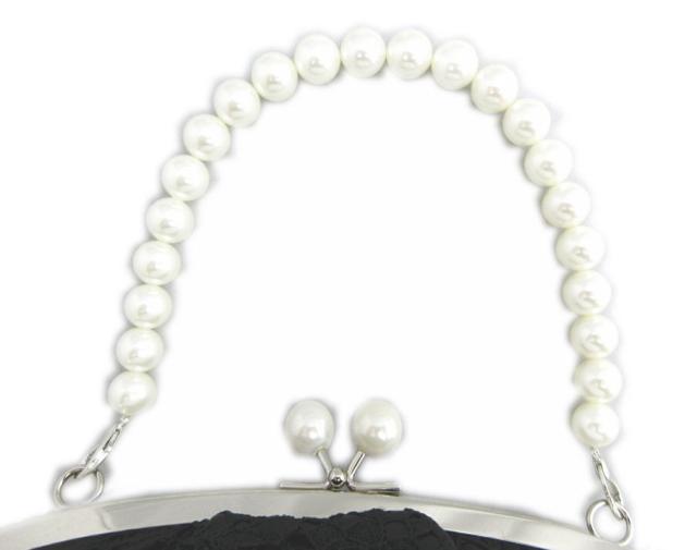 草履バッグセット レース パール 黒 ブラック フリー 24ｃｍ 振袖 成人式 卒業式 袴 訪問着 着物 厚底ぞうり がま口 黒色_5