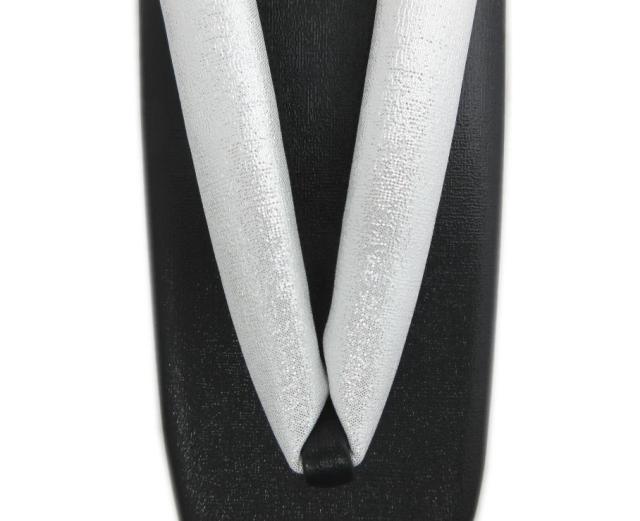 草履バッグセット ラメ入り 横丸型 銀色（黒） フリー 24.5ｃｍ 日本製 振袖 成人式 卒業式 袴 訪問着 着物 厚底ぞうり