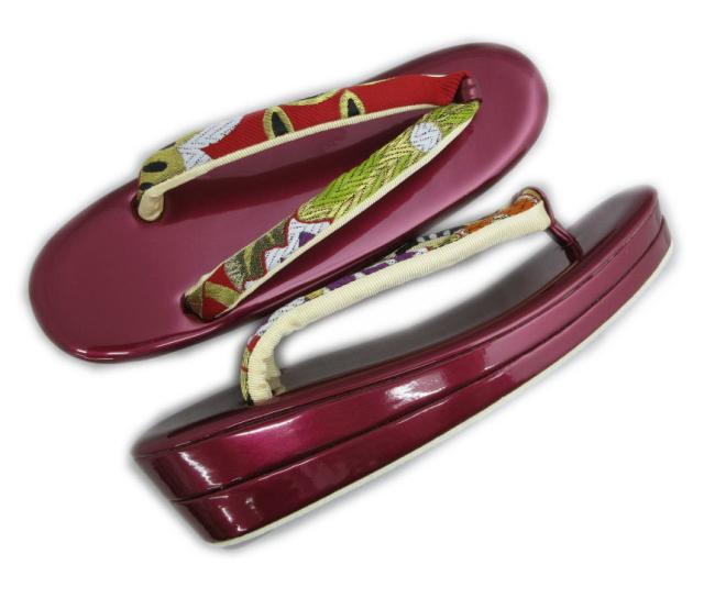 草履バッグセット 帯地 金糸入り赤色地梅菊七宝文様 フリー 24ｃｍ 日本製 振袖 成人式 卒業式 袴 訪問着 着物_2