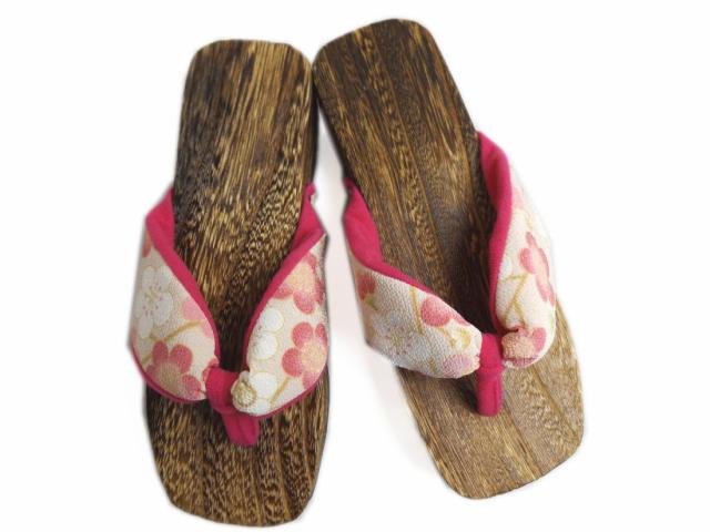 女性用レディースサンダル下駄焼桐茶台ベージュ色地梅枝フリー 24 5ｃｍ 浴衣ゆかた デニムにの通販はau Pay マーケット 和さくら庵