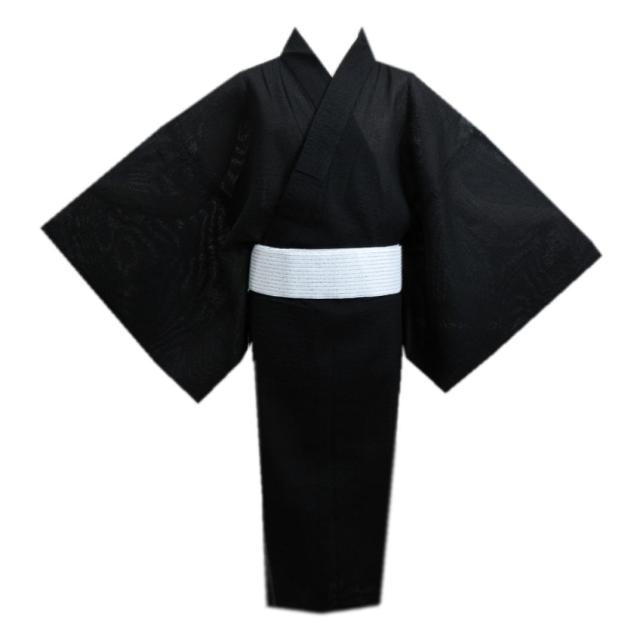 浴衣 メンズ 男性 ワンタッチ角帯 2点セット しじら織 黒無地ＬＬ 3Ｌ 大きいサイズ 綿 帯簡単 ゆかた 男物 紳士用 付け帯 作り帯 黒色の通販は 6,300円