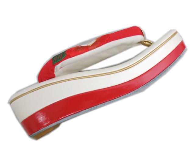 草履バッグセット 赤色地椿刺繍 フリー 23.5cm 振袖 成人式 卒業式 袴 訪問着 着物 がま口 ぞうり 振袖用 はかま ゾウリ 女性用