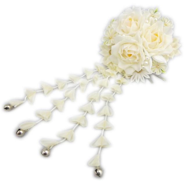 髪飾り 髪かざり つまみ細工かんざし 薔薇小花白 振袖 成人式 卒業式 袴 結婚式 着物 浴衣 舞妓風の通販は