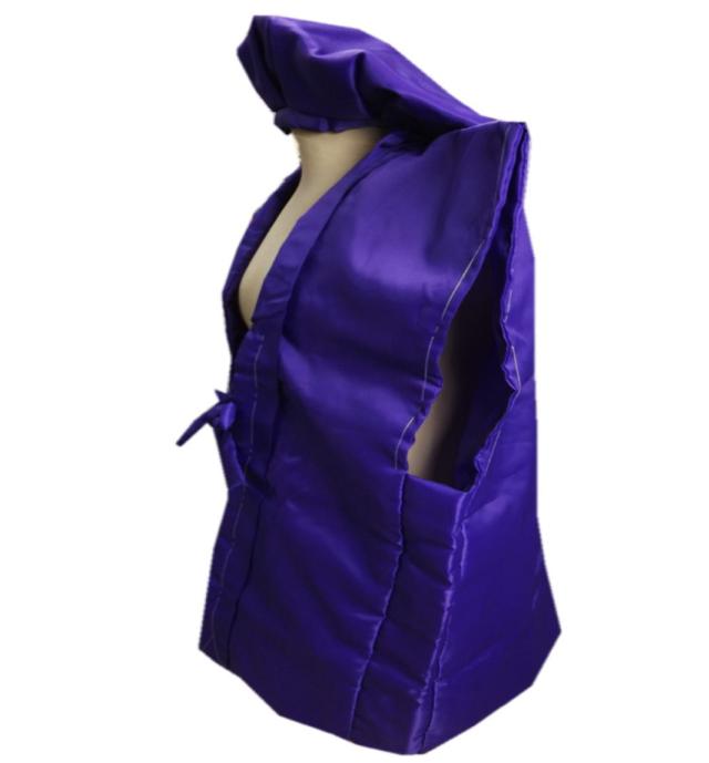 ちゃんちゃんこ 紫色 綿入 3点セット 古希 喜寿 傘寿 卒寿祝い 頭巾 白