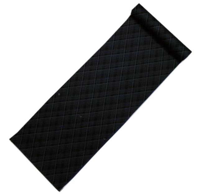 【訳有り 少難あり】 浴衣 反物 未仕立て メンズ 男性 綿 黒色地グレー菱格子 日本製 ゆかた 男物 紳士用 粋 和柄 古典柄 単品