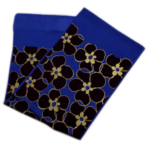 帯揚げ 帯上げ 正絹 濃青色地金縁大輪梅花 振袖 成人式 着物 きもの 帯あげ 振袖用の通販は