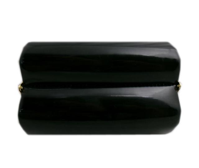 草履バッグセット エナメル 横丸型 黒（赤） ＬＬ 25.5cm 大きいサイズ 振袖 成人式 卒業式 袴 着物 訪問着 無地 振袖用 ぞうり 2Ｌ はかま 黒色