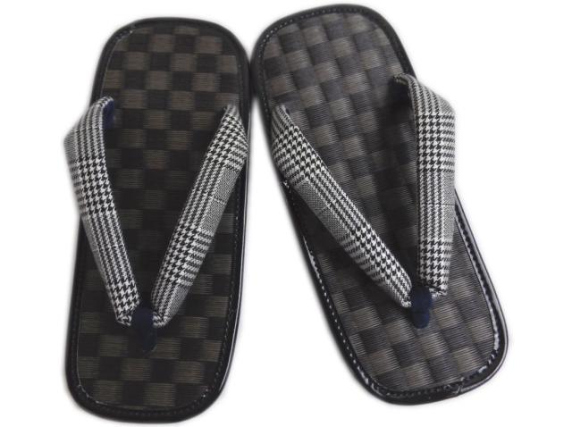 粋なメンズ男物男性畳表市松台雪駄黒白ギンガムチェック 牛革底 ｌ ｌｌ 浴衣 着物に 日本製の通販はau Pay マーケット 和さくら庵