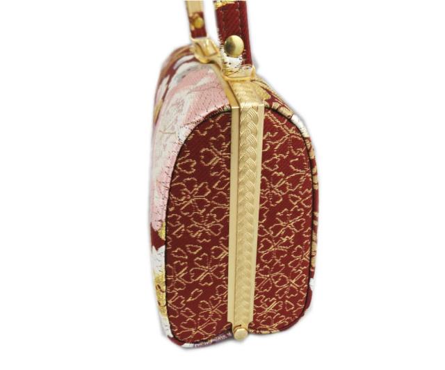 草履バッグセット 帯地 エンジ地八重桜さくら フリー 24.5cm 日本製 振袖 成人式 卒業式 袴 訪問着 着物 きもの 振袖用 はかま ハカマ