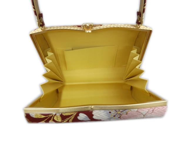 草履バッグセット 帯地 エンジ地八重桜さくら フリー 24.5cm 日本製 振袖 成人式 卒業式 袴 訪問着 着物 きもの 振袖用 はかま ハカマ