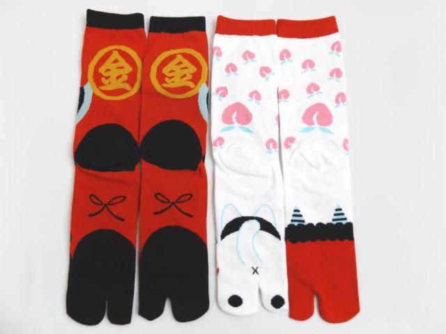 粋なメンズ男物男性和柄靴下足袋ソックス2足セット金太郎 桃太郎 クルー丈 の通販はau Pay マーケット 和さくら庵