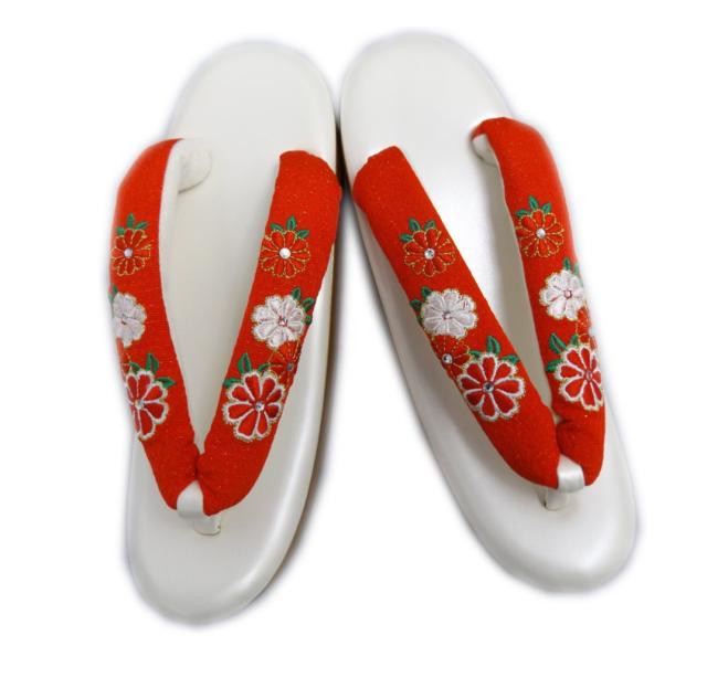 草履 ぞうり 桂由美 厚底ヒール こっぽり風 白金台ラインストーン刺繍