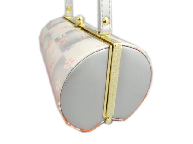 草履バッグセット 横丸型 銀白オレンジぼかし市松桜 Ｌ 24.5cm 日本製 振袖 成人式 卒業式 袴 訪問着 着物 きもの 振袖用