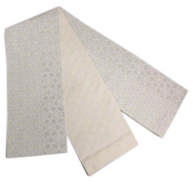 着物 洗える 袷 小紋 半巾帯 細帯 2点セット Ｈ・Ｌ ブルーグレー黒地桜麻の葉 フリー カジュアル きもの プレタ 半幅帯 女性用 着物 洗える 袷 小紋 半巾帯 細帯 2点セット H・L ブルーグレー黒地