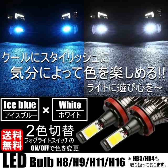爆光 LED アイスブルー HB3 HB4 フォグランプ バルブ