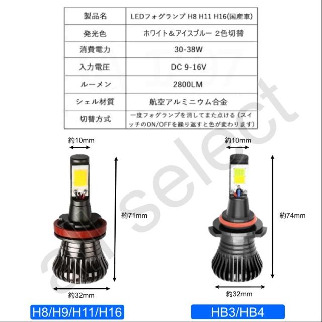 H8/H9/H11/H16アイスブルーフォグランプ最新鋭CSP28，000LM LED フォグランプ 2色切替 カラーチェンジ 6000kホワイト⁄8000kアイス