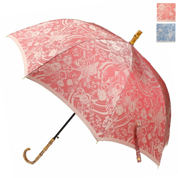 槙田商店 【kirie】更紗 レディース  槇田商店 雨傘 日傘 晴雨兼用 長傘 切り絵 デザイン 大判 天然木 日本製 撥水加工 高級 織り ピンク ブルー 皇室御用達 老舗 ギフト カラー 贈り物 母の日 プレゼント【ギフトラッピング無料】