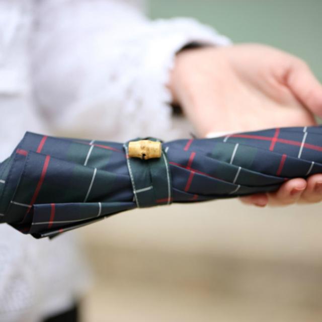 ワカオ wakao 傘 レディース バンブー 雨傘 タータンチェック 長傘