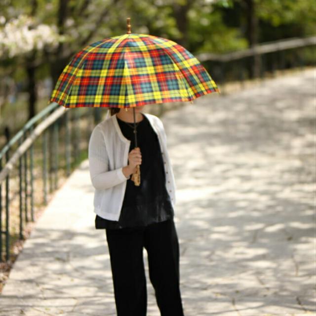 ワカオ wakao 傘 レディース バンブー 雨傘 タータンチェック 長傘