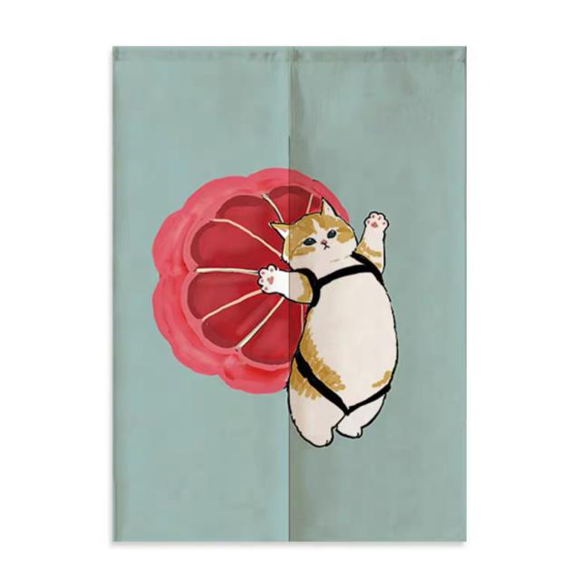 A034248のれん ロング 暖簾 80×150 間仕切り ネコ　洋風 輸入雑貨 猫柄