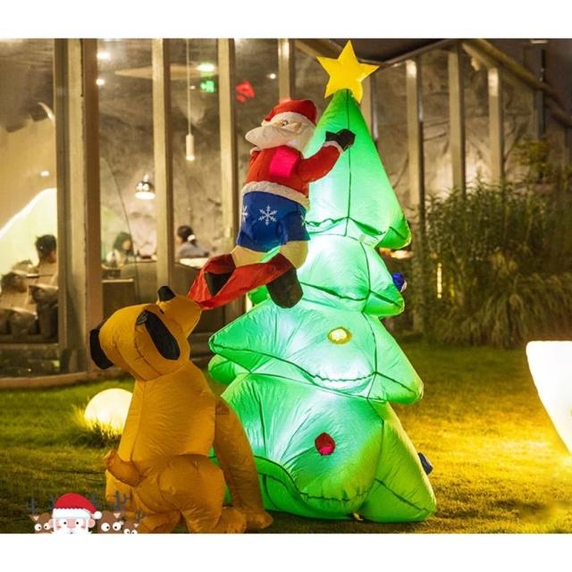 A034326クリスマス飾りサンタさん ライトアップ インフレータブル 膨らます庭　屋外装飾