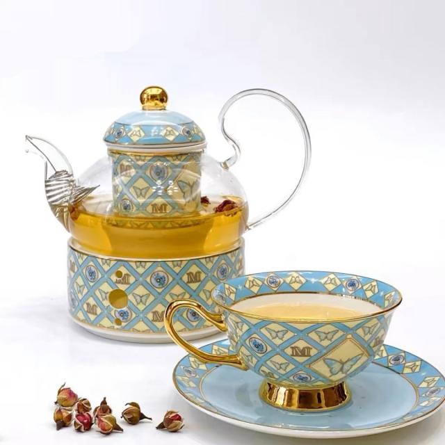A034452ティー・コーヒーカップセット カップ＆ソーサー2客セット ．陶磁器ティーセット