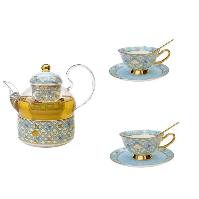 A034452ティー・コーヒーカップセット カップ＆ソーサー2客セット ．陶磁器ティーセット_1