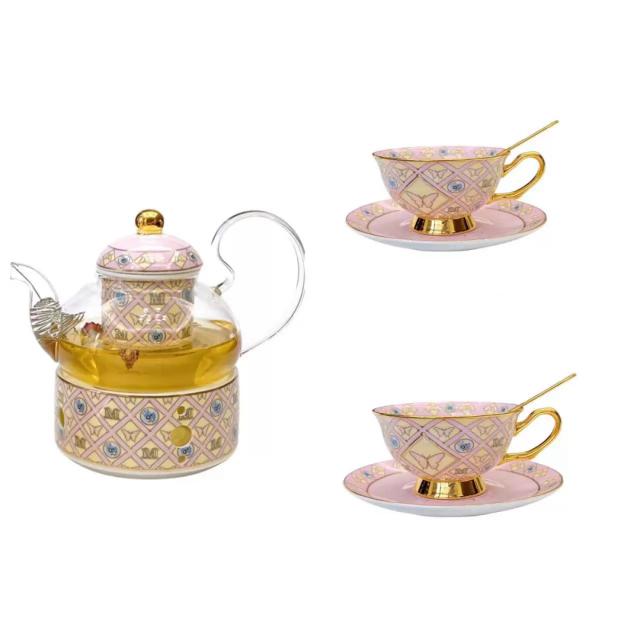 A034453ティー・コーヒーカップセット カップ＆ソーサー2客セット ．陶磁器ティーセット_3