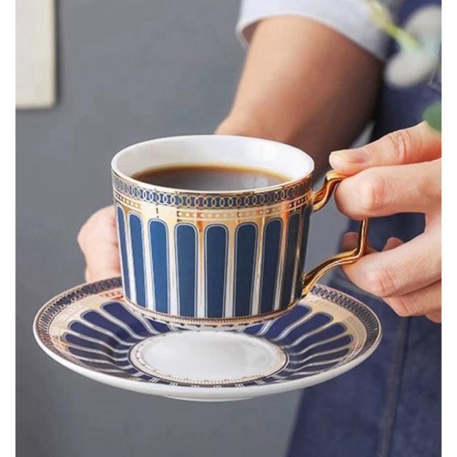 A034828ティー・コーヒーカップセット カップ＆ソーサー4客セット ．陶磁器ティーセット_1