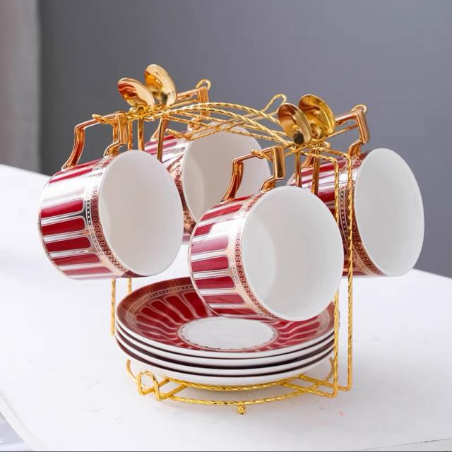 A034829ティー・コーヒーカップセット カップ＆ソーサー4客セット ．陶磁器ティーセット