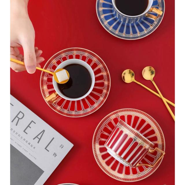 A034829ティー・コーヒーカップセット カップ＆ソーサー4客セット ．陶磁器ティーセット_1