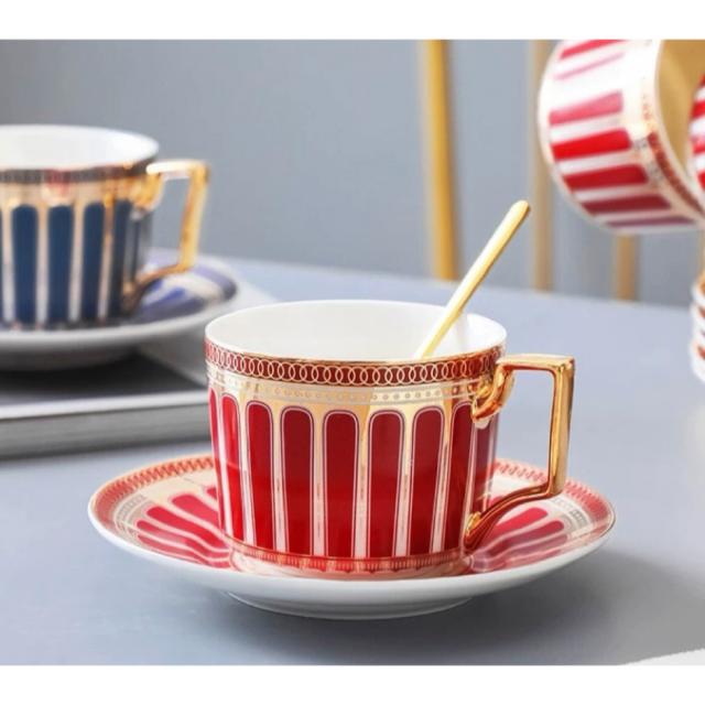 A034829ティー・コーヒーカップセット カップ＆ソーサー4客セット ．陶磁器ティーセット_2