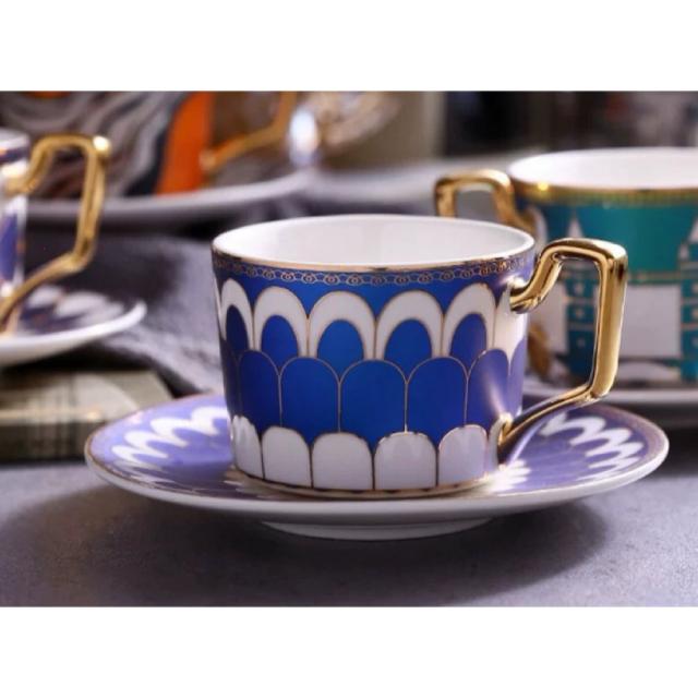 A034838ティー・コーヒーカップセット カップ＆ソーサー4客セット ．陶磁器ティーセット