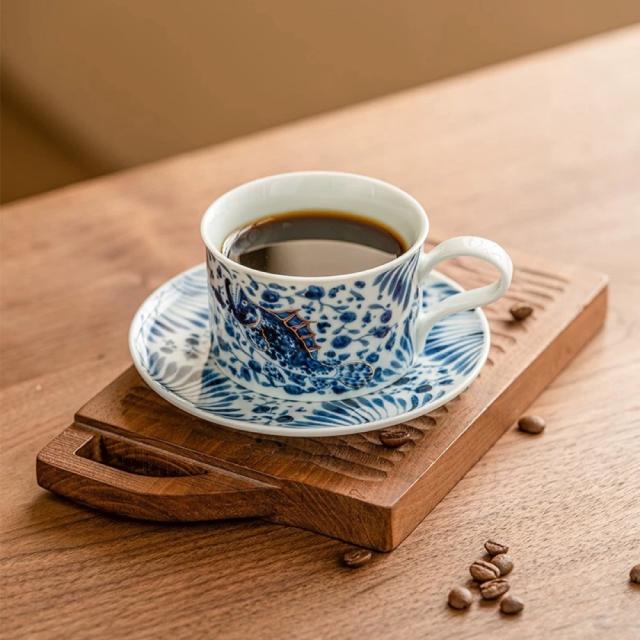 A034906ティー・コーヒーカップセット カップ＆ソーサー4客セット 陶磁器ティーセット