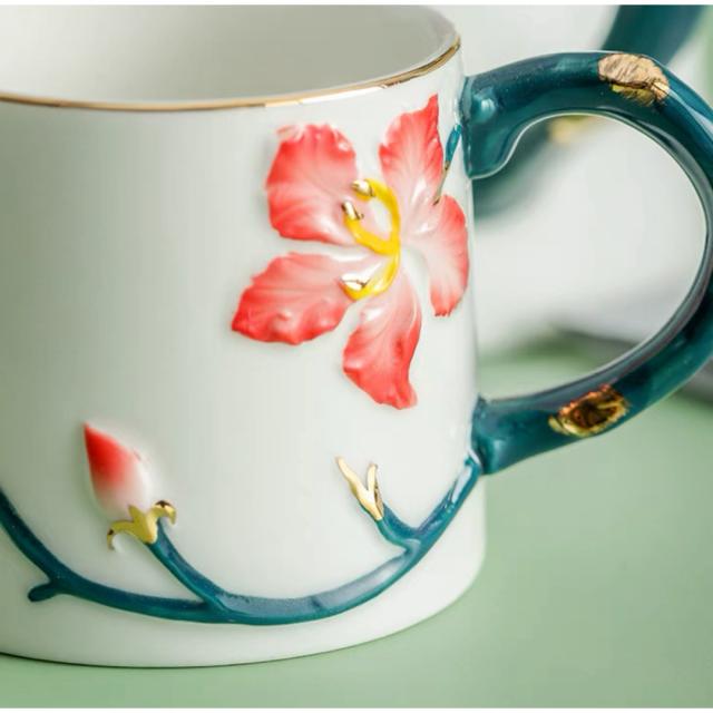 A036522ティー・コーヒーカップセット カップ＆ソーサー6客セット 陶磁器ティーセット花柄_6