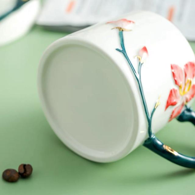 A036522ティー・コーヒーカップセット カップ＆ソーサー6客セット 陶磁器ティーセット花柄_7