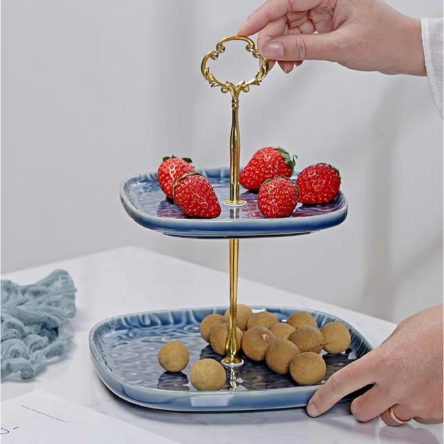 ケーキ スタンド プレート 2段セット アフタヌーンティー フルーツ トレー 皿 A001784A1419 ケーキ スタンド プレート2段セット アフタヌーンティー